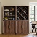 Wetalus 71" Mid-Century Modern Corner Cabinet with Arched Doors & Shelves, Walnut