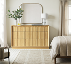 Wetalus 9-Drawer Spacious Mid-Century Modern Dresser with Ample Storage, 55", Oak