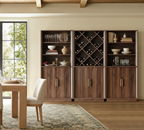 Wetalus 71" Mid-Century Modern Corner Cabinet with Arched Doors & Shelves, Walnut