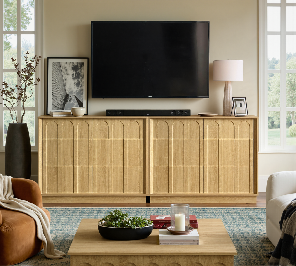 Wetalus 6-Drawer Spacious Mid-Century Modern Dresser with Ample Storage, 47", Oak