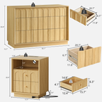 Wetalus 9 Drawer Mid-Century Dresser Nightstand set, 55" Wood Chest of Drawers, Storage Organizer for Bedroom, Oak