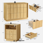 Wetalus 6 Drawer Mid-Century Dresser Nightstand Set, 47" Wood Chest of Drawers, Storage Organizer for Bedroom , Oak