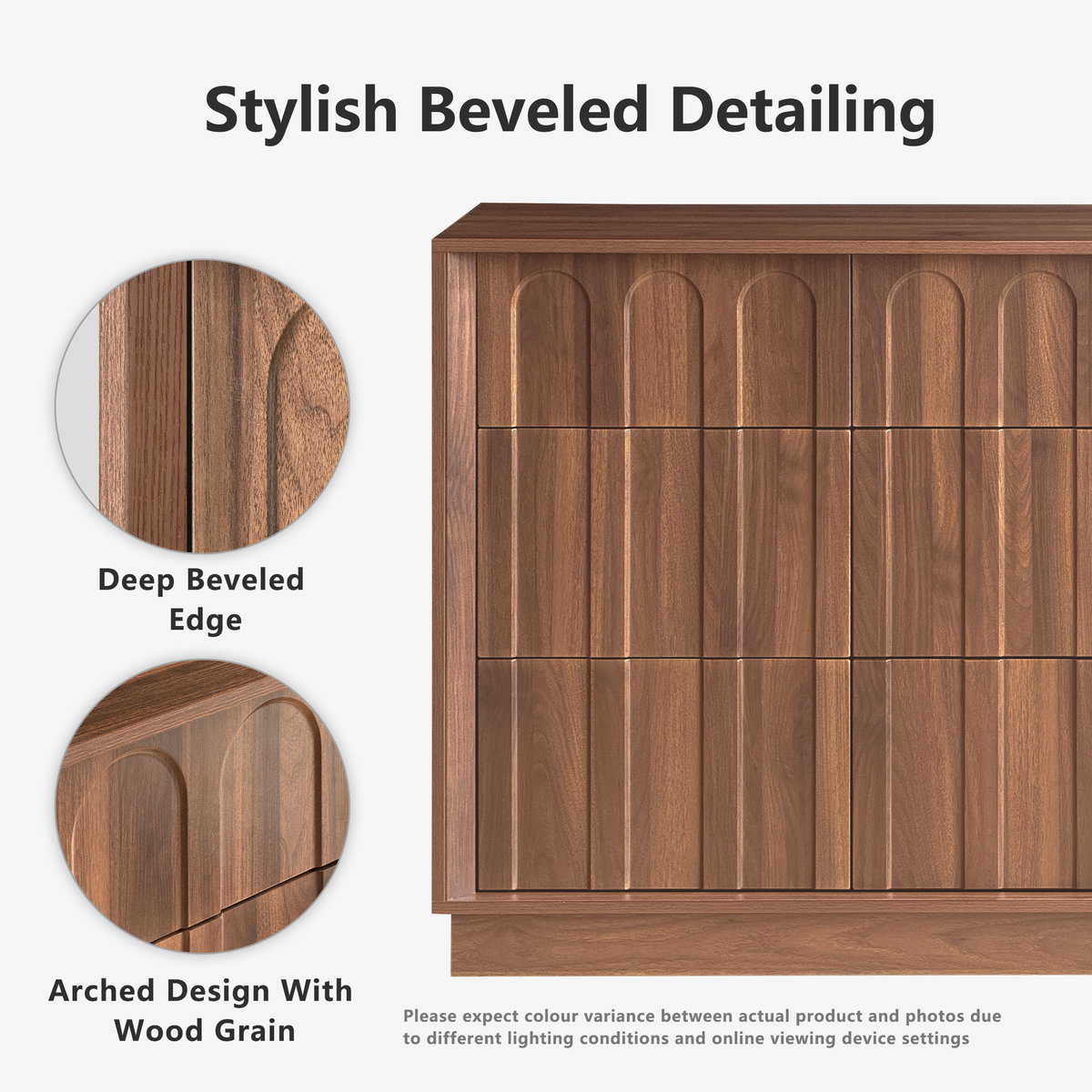 Wetalus 9-Drawer Mid-Century Modern Dresser with Ample Storage, 55", Walnut