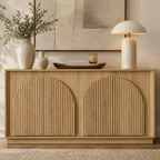Wetalus 65.3" Mid-Century Modern Fluted Sideboard Buffet Cabinet with Storage,Oak