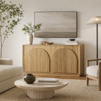 Wetalus 65.3" Mid-Century Modern Fluted Sideboard Buffet Cabinet with Storage,Oak