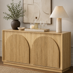 Wetalus 65.3" Mid-Century Modern Fluted Sideboard Buffet Cabinet with Storage,Oak
