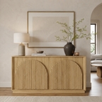 Wetalus 65.3" Mid-Century Modern Fluted Sideboard Buffet Cabinet with Storage,Oak