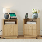 Wetalus 6 Drawer Mid-Century Dresser Nightstand Set, 47" Wood Chest of Drawers, Storage Organizer for Bedroom , Oak