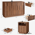 Wetalus 9-Drawer Mid-Century Modern Dresser Nightstand Set for Bedroom, 55", Walnut