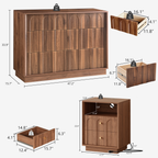 Mid Century Modern Dresser, 6 Drawer Dresser with Storage, 47" Wide Chest of Drawers with Wood Grain Texture, Drawers Organizer for Bedroom, Living Room, Hallway, Walnut