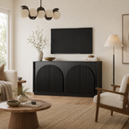 Wetalus 65.3" Mid-Century Modern Fluted Sideboard Buffet Cabinet with Storage,Black