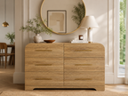 Wetalus 47.2" Mid Century Modern 6 Drawer Dresser, Curved side,Oak