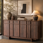 Wetalus 63" Mid Century Modern Sideboard Buffet Cabinet with Storage, Skeleton Line, Walnut