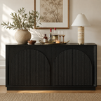Wetalus 65.3" Mid-Century Modern Fluted Sideboard Buffet Cabinet with Storage,Black