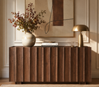 Wetalus 61.7"Mid Century Modern Sideboard Buffet Cabinet with Wave Design, Adjustable Shelves, Wood Grain Finish, Walnut