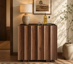 Wetalus 30.8"Mid Century Modern Sideboard Buffet Cabinet with Wave Design, Adjustable Shelves, Wood Grain Finish, Walnut