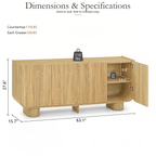 Wetalus Sideboard Buffet Cabinet Mid Century Modern U-Shape Design Adjustable Shelves Wood Grain Finish OAK 4 Doors 63.1 Inch