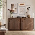 Wetalus Mid-Century Fluted Arched Door Sideboard Cabinet,Walnut