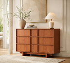 Wetalus 47" Mid Century Modern 6 Drawer Dresser, Skeleton Line,Cherry