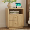 Wetalus Mid-Century White Oak Arch Nightstand