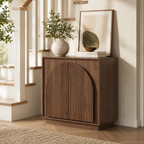 Wetalus Mid-Century Fluted Arched Door Sideboard Cabinet,Walnut
