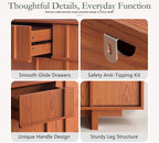 Wetalus 47" Mid Century Modern 6 Drawer Dresser, Skeleton Line,Cherry