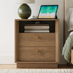 Mid-Century Modern Walnut Nightstand with Beveled Edges