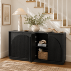 Wetalus 65.3" Mid-Century Modern Fluted Sideboard Buffet Cabinet with Storage,Black
