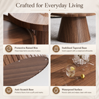 Wetalus Mid Century Modern Nesting and Storage Round Walnut Coffee Table with Set of 2, Walnut
