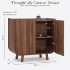 Wetalus Sideboard Buffet Cabinet Mid Century Modern U-Shape Design Adjustable Shelves Wood Grain Finish Walnut 1-Count 32.2 Inch Width