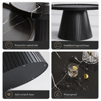 Wetalus Mid Century Modern Nesting Coffee Table Set of 2, Fluted Round,Black