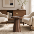 Wetalus Mid Century Modern Nesting and Storage Round Walnut Coffee Table with Set of 2, Walnut