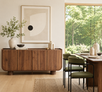 Wetalus 63.1" Mid Century Modern Sideboard Buffet Cabinet with U-Shape Design, Adjustable Shelves, Wood Grain Finish, Walnut