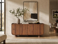 Wetalus 63.1" Mid Century Modern Sideboard Buffet Cabinet with U-Shape Design, Adjustable Shelves, Wood Grain Finish, Walnut