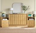 Wetalus 9 Drawer Mid-Century Dresser Nightstand set, 55" Wood Chest of Drawers, Storage Organizer for Bedroom, Oak
