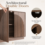 Wetalus Mid-Century Fluted Arched Door Sideboard Cabinet,Walnut