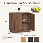 Wetalus Mid-Century Fluted Arched Door Sideboard Cabinet,Walnut