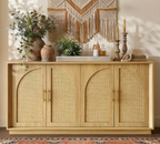 63" 4 Rattan Sideboard - Oak Natural for Dining Room & Living Room