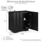 Wetalus 30.8"Mid Century Modern Sideboard Buffet Cabinet with Wave Design, Adjustable Shelves, Wood Grain Finish, Black
