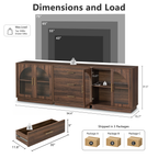 Wetalus 31.5" Sideboard Buffet Cabinet with Arched Glass Doors Set of 3,Walnut