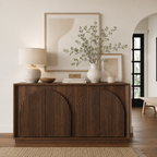 Wetalus 65.3" Mid-Century Modern Fluted Sideboard Buffet Cabinet with Storage,Walnut