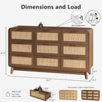 Walnut Rattan 9 Drawer dresser – Boho chic dresser