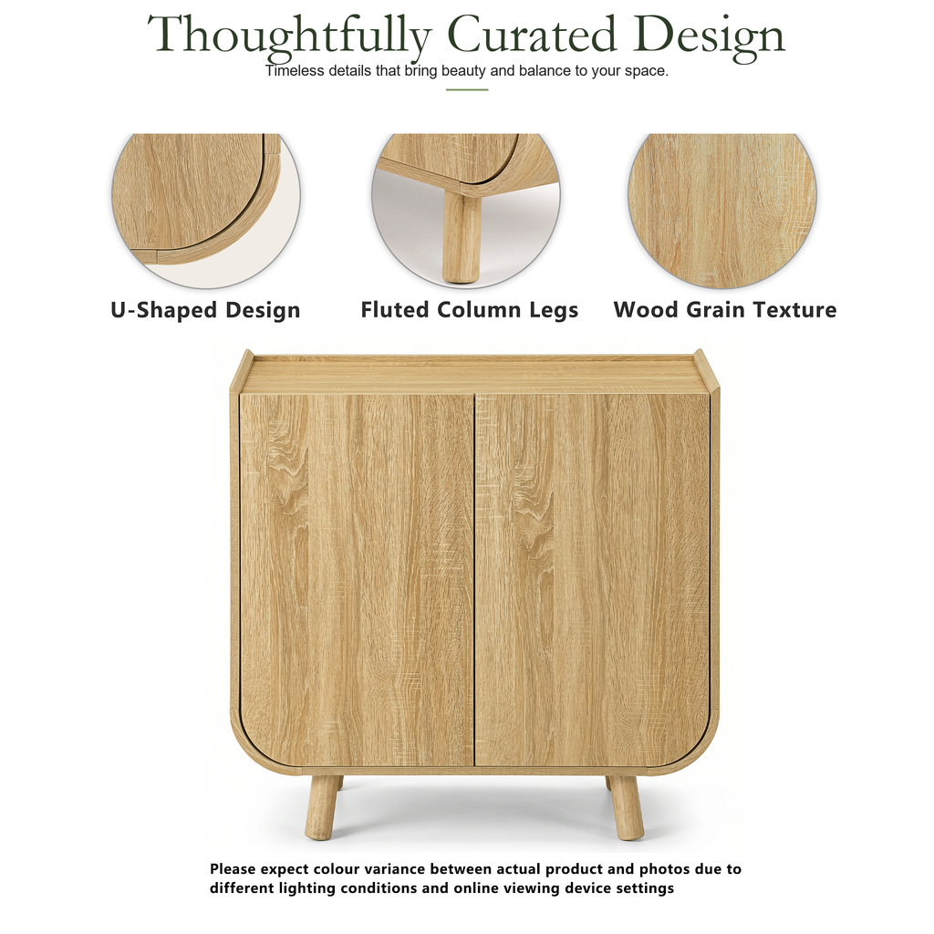 Wetalus 33.2" Mid Century Modern Sideboard Buffet Cabinet with U-Shape Design, OAK