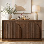 Wetalus 65.3" Mid-Century Modern Fluted Sideboard Buffet Cabinet with Storage,Walnut