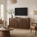 Wetalus 65.3" Mid-Century Modern Fluted Sideboard Buffet Cabinet with Storage,Walnut