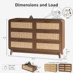 Walnut Rattan 6 Drawer dresser – Boho chic dresser