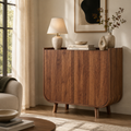 Wetalus Sideboard Buffet Cabinet Mid Century Modern U-Shape Design Adjustable Shelves Wood Grain Finish Walnut 1-Count 32.2 Inch Width