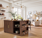 Wetalus 71"Kitchen with Hutch and Shelves, Walnut