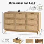 Oak Rattan 9 Drawer dresser – Boho chic dresser