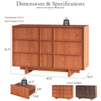Wetalus 47" Mid Century Modern 6 Drawer Dresser, Skeleton Line,Cherry